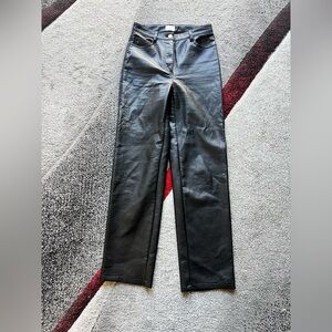 Wilfred Aritzia Black Faux Leather Straight Leg Pants